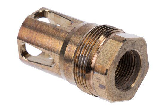 Heat treated flash hider for AR-15 rifles.